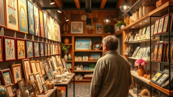 Cozy boutique in Portland showcasing artwork for small businesses.