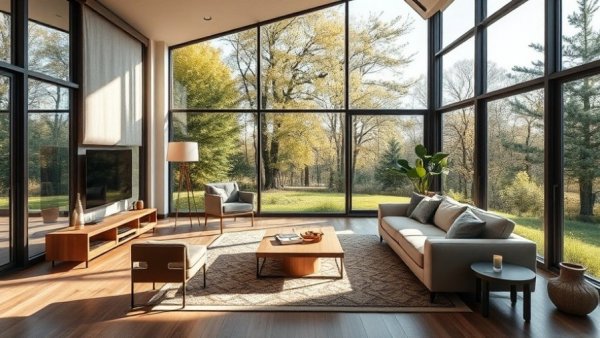 Cozy living room with scenic view for Black Friday sales.