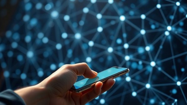 Wi-Fi Analyzer concept, person using smartphone, wireless signals, network visualization