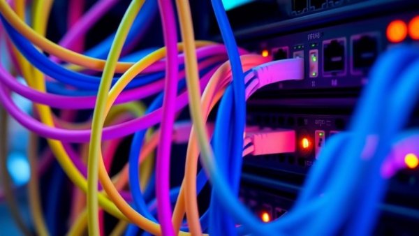 Close-up of structured cabling in a data center for growing companies.