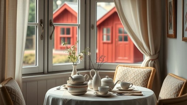 Home renovation decor in cozy dining nook with ceramic ware, soothing trends.