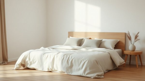 Minimalist calming bedroom decor inspiration with neutral tones