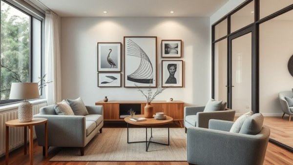 Modern living room with easy home upgrades and stylish decor.