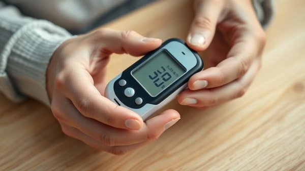 Close-up of hands with a glucose meter checking for diabetes early signs.