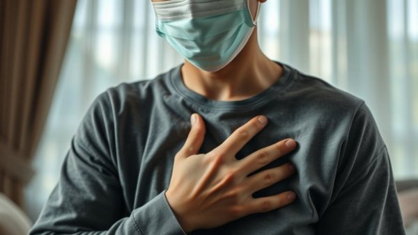 Person experiencing anxiety chest pain, clutching chest.