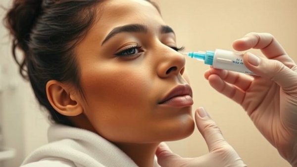 Woman uses nasal spray, exploring chronic sinus congestion solutions.