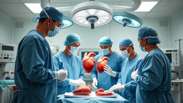 Pediatric heart and liver dual organ transplant in modern operating room.