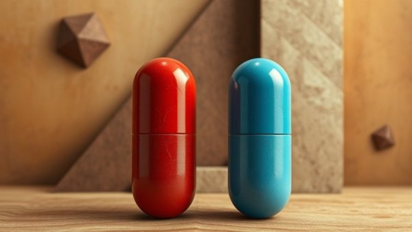 Abstract pill figures with geometric background, FDA voucher program marijuana reclassification