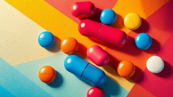 Abstract colorful pills illustration symbolizing Eli Lilly obesity pill pricing deals