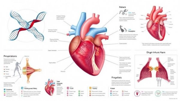Medical illustration of improving aortic stenosis diagnosis with AI and genetics.