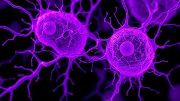 AI tool for prognosis in oropharyngeal cancer with abstract cell imagery.