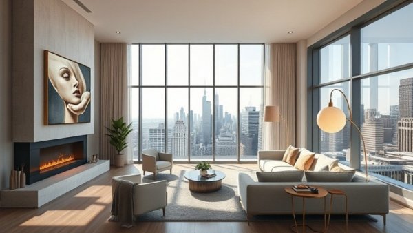 Chic city home renovation with modern living room design.