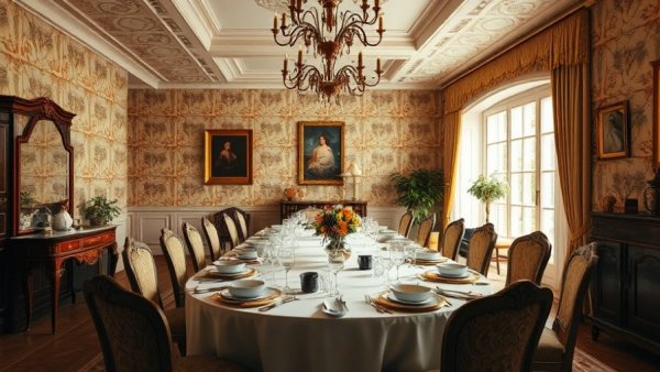 Elegant dining room with vintage decor, highlighting top purchased items in 2025.