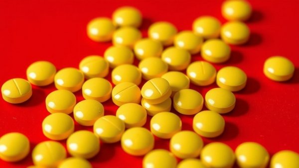 Vitamin B6 tablets on red background illustrating regulation.