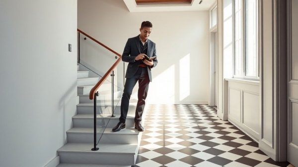 Stylish staircase setting with home design elements, inspired by Nate Berkus.