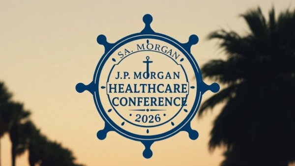 J.P. Morgan Healthcare Conference 2026 emblem with palm trees, health and wellness theme.