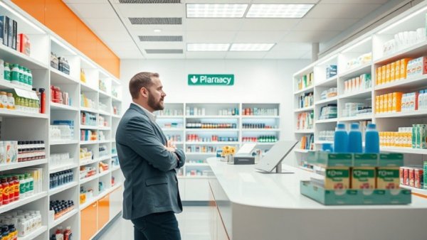 PBM reforms in health care: pharmacy interior with customer