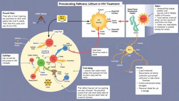Scientific diagram of Lithium HIV treatment pathways.