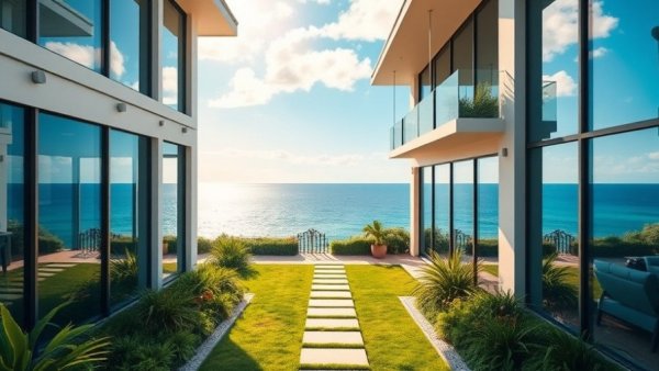 Modern building with ocean view for home remodeling services.