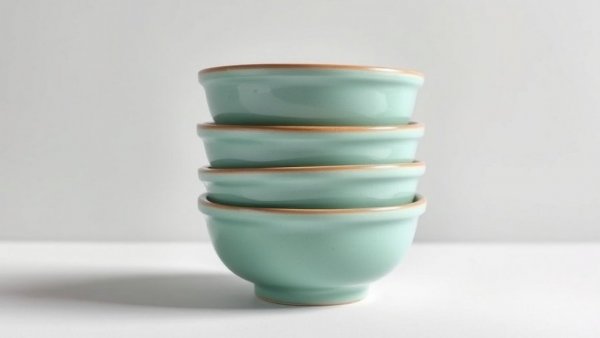 Stack of mint green bowls for exclusive discounts on home goods.