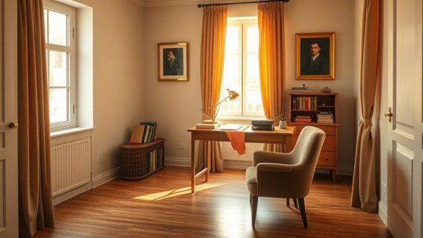 Serene writing studio renovation with desk and chair
