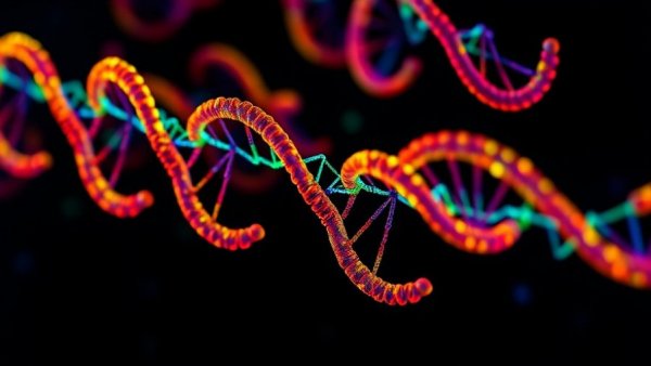 Colorful chromosomes representing CAR-T cell therapy for glioblastoma.