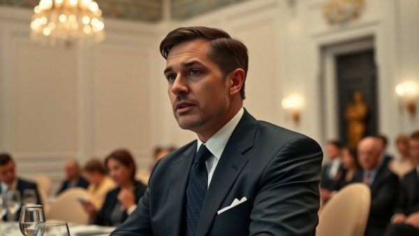 Man in suit speaks at conference, emphasizing offshore wind projects.