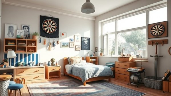 Mismatched decor in children's room displaying design mistakes.