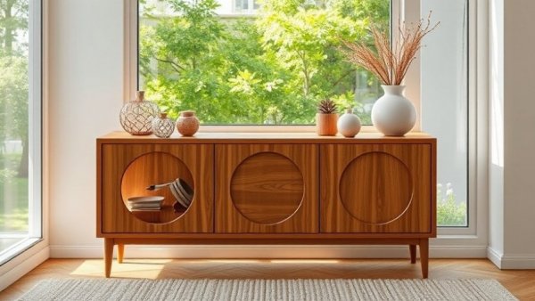 Modern design trend 2026: stylish sideboard with eclectic decor.