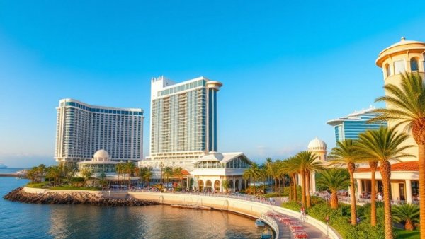 Scenic view of Hard Rock Casino Puerto Rico by the ocean
