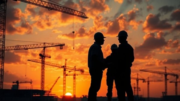 Silhouetted workers at sunset, home remodeling service near me.