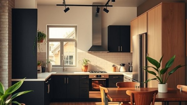 Best Kitchen Cabinet Colors for a Small Kitchen displaying dark and light contrast.