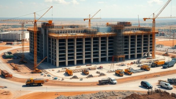Large construction site showcasing industrial development.