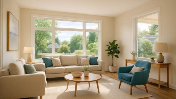 Cape Coral Home Improvement: Modern living room with large windows.