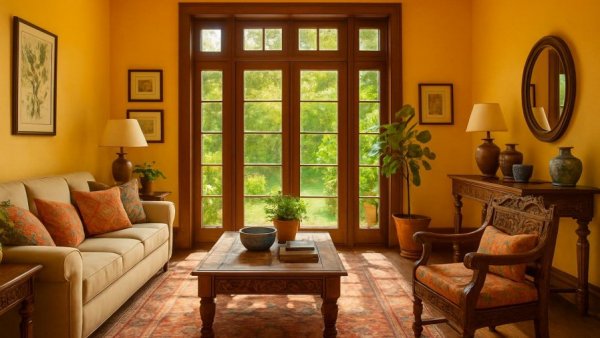 Cape Coral Home Improvement: Bright living room with yellow decor.
