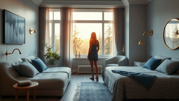 Elegant bedroom design tips with cozy seating and natural light.