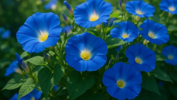 Vibrant blue morning glory flowers to avoid in landscaping
