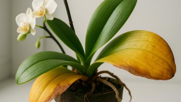 Yellowing orchid leaves, signs your orchid is begging for help.