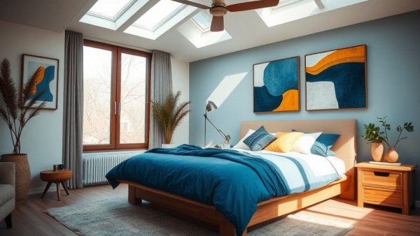 Comfort Rom-Com for Spring style cozy bedroom with artistic decor.