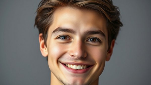 Smiling young man in studio, gray gradient background, home remodeling services near me.