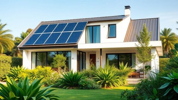 Contemporary house with solar panels reflecting sustainable investments.