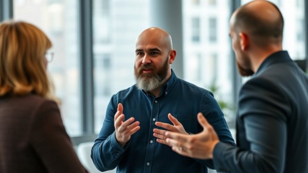 Professional discussing home remodeling service near me in office.