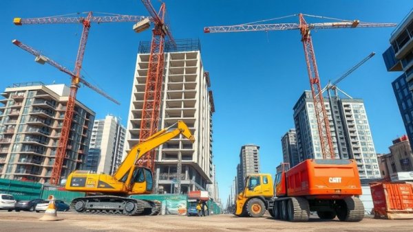 AI in construction estimating: advanced machinery at construction site.