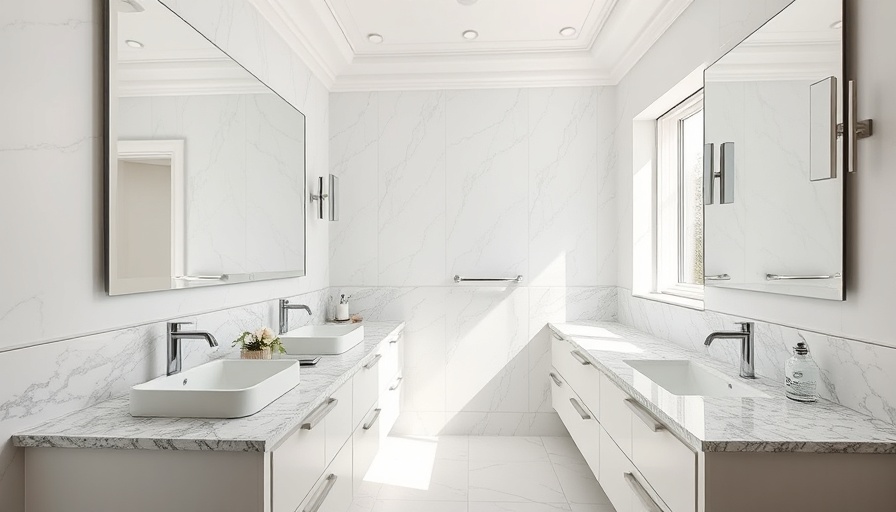Elegant bathroom with granite countertop and modern fixtures.