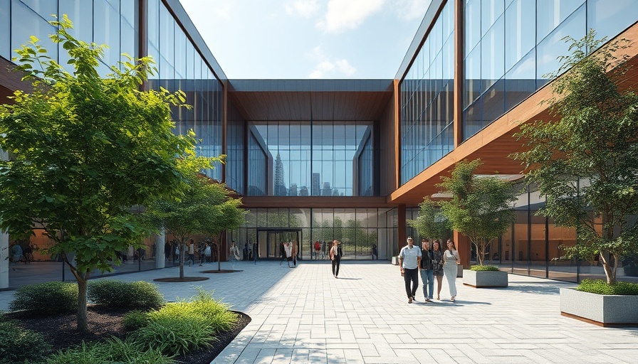 Modern building facade and lush landscape showcasing home remodeling services.