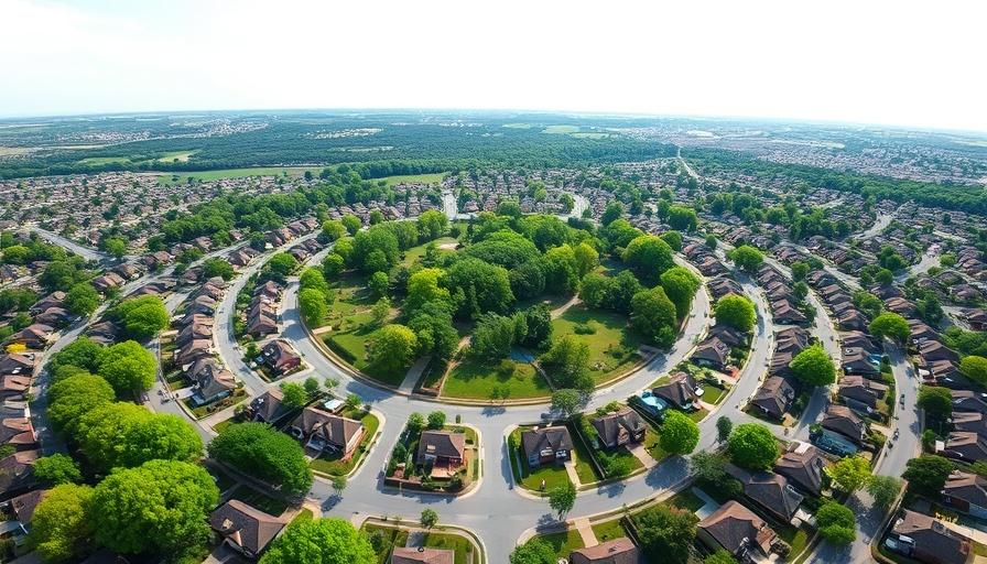 Aerial view of suburban area for home remodeling service near me.