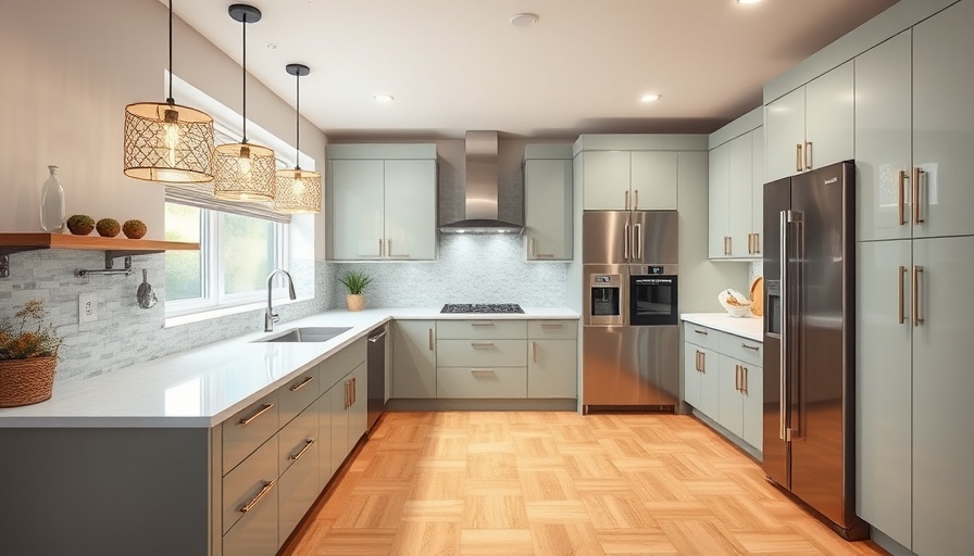 Modern kitchen design with sleek countertops and appliances.