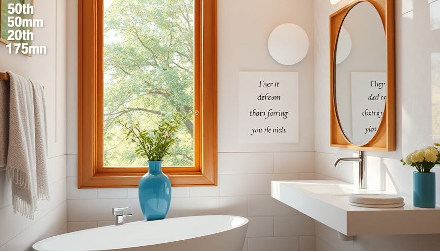 Save on Wayfair discounts with stylish bathroom decor and window view.