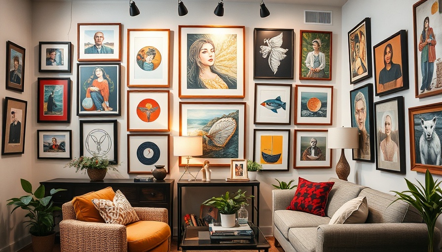 Interior art gallery walls with framed artwork and decor in cozy home settings.