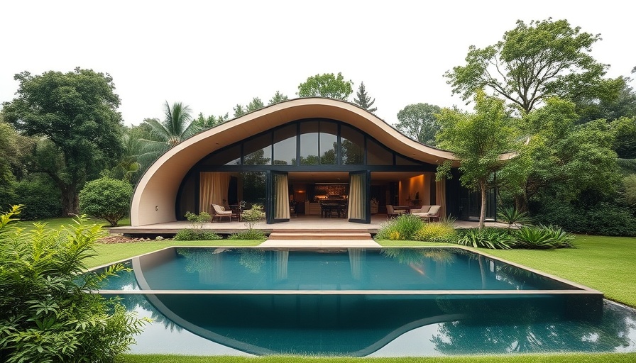 Modern cabin with curved roof and garden Creative Reuse Cabin